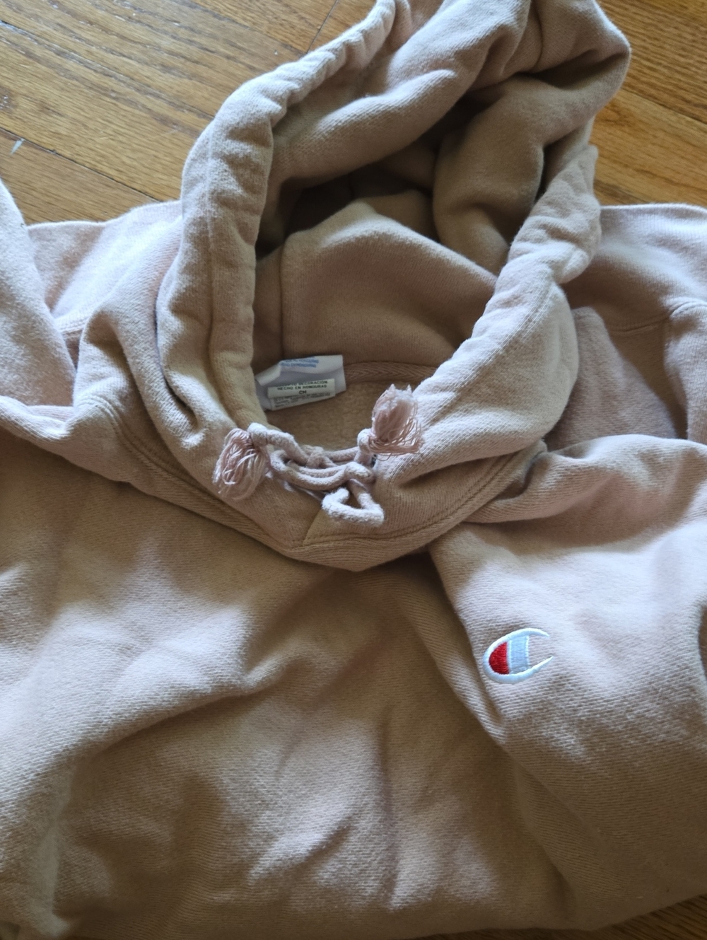 Champion Womens Pink Reverse Weave Hoodie with Embroidered Logo